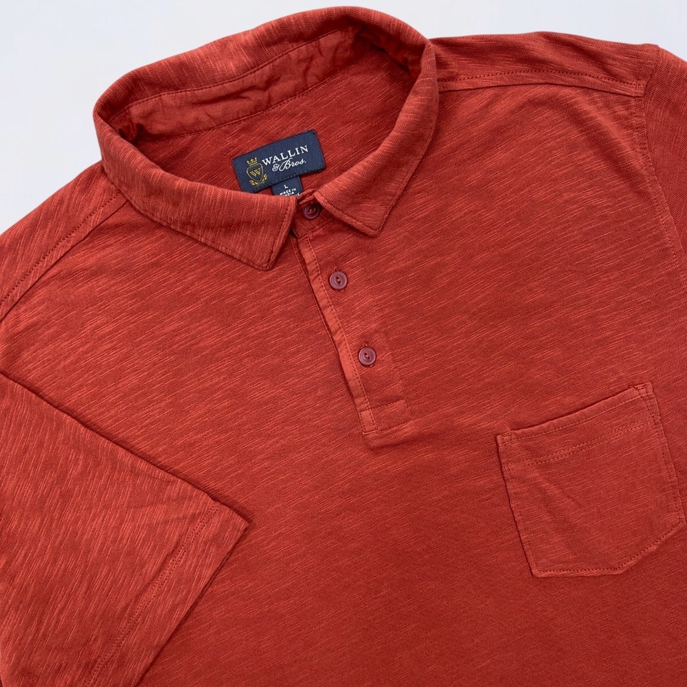 Wallin Bros Polo Shirt Mens Large Birch Heather Textured Pocket Short Sleeve NWT